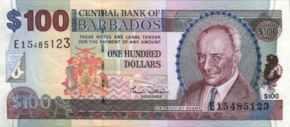 Front of Barbados p65b: 100 Dollars from 2000