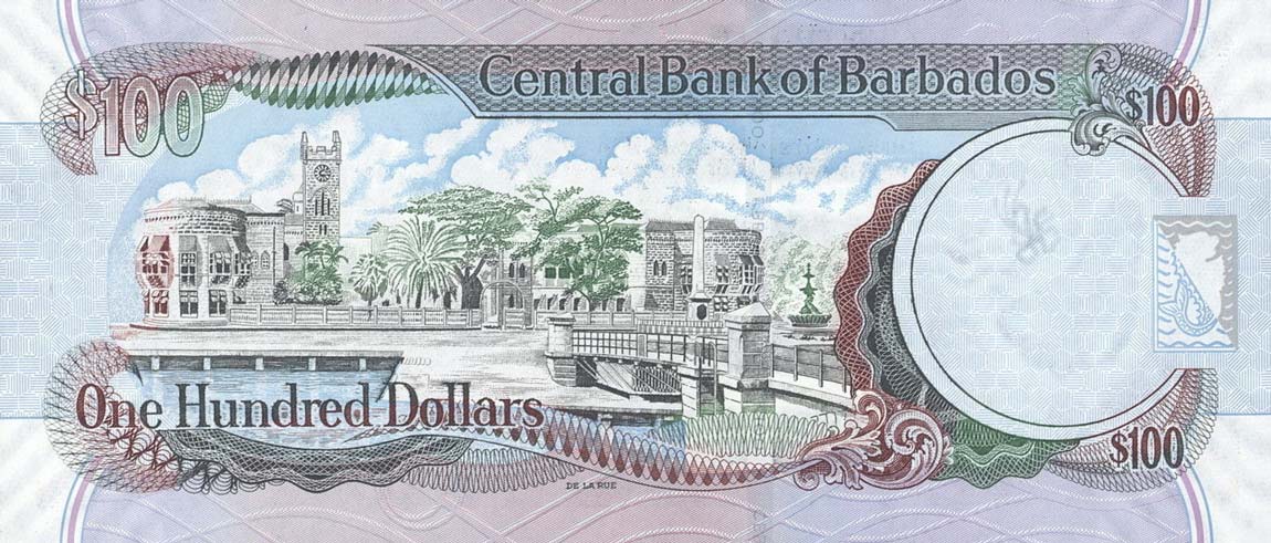 Back of Barbados p71a: 100 Dollars from 2007