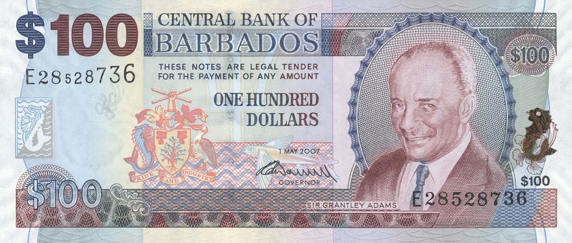 Front of Barbados p71a: 100 Dollars from 2007