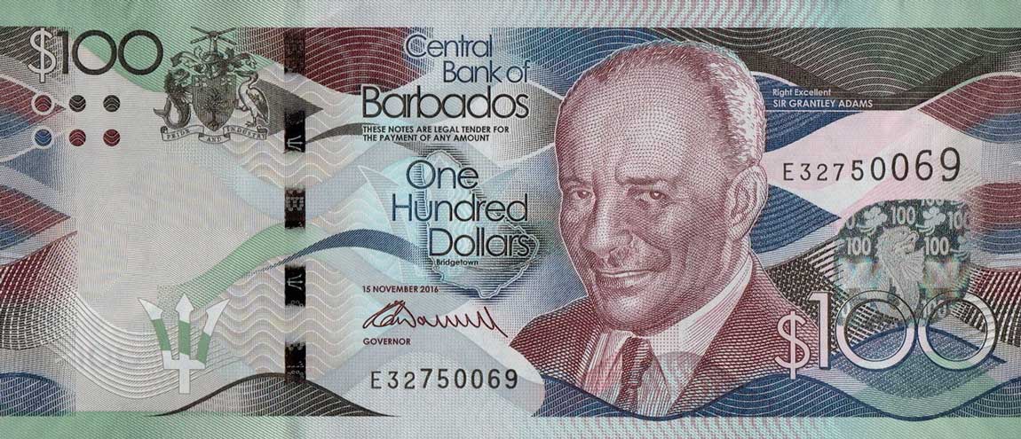 Front of Barbados p78b: 100 Dollars from 2016