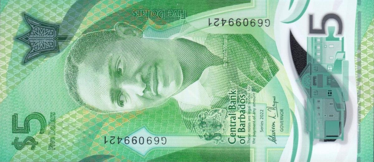 Front of Barbados p81: 5 Dollars from 2022