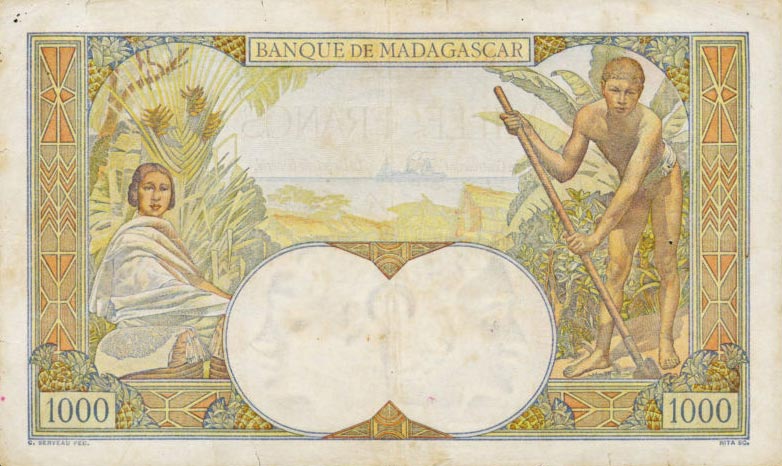 Back of Madagascar p41: 1000 Francs from 1933