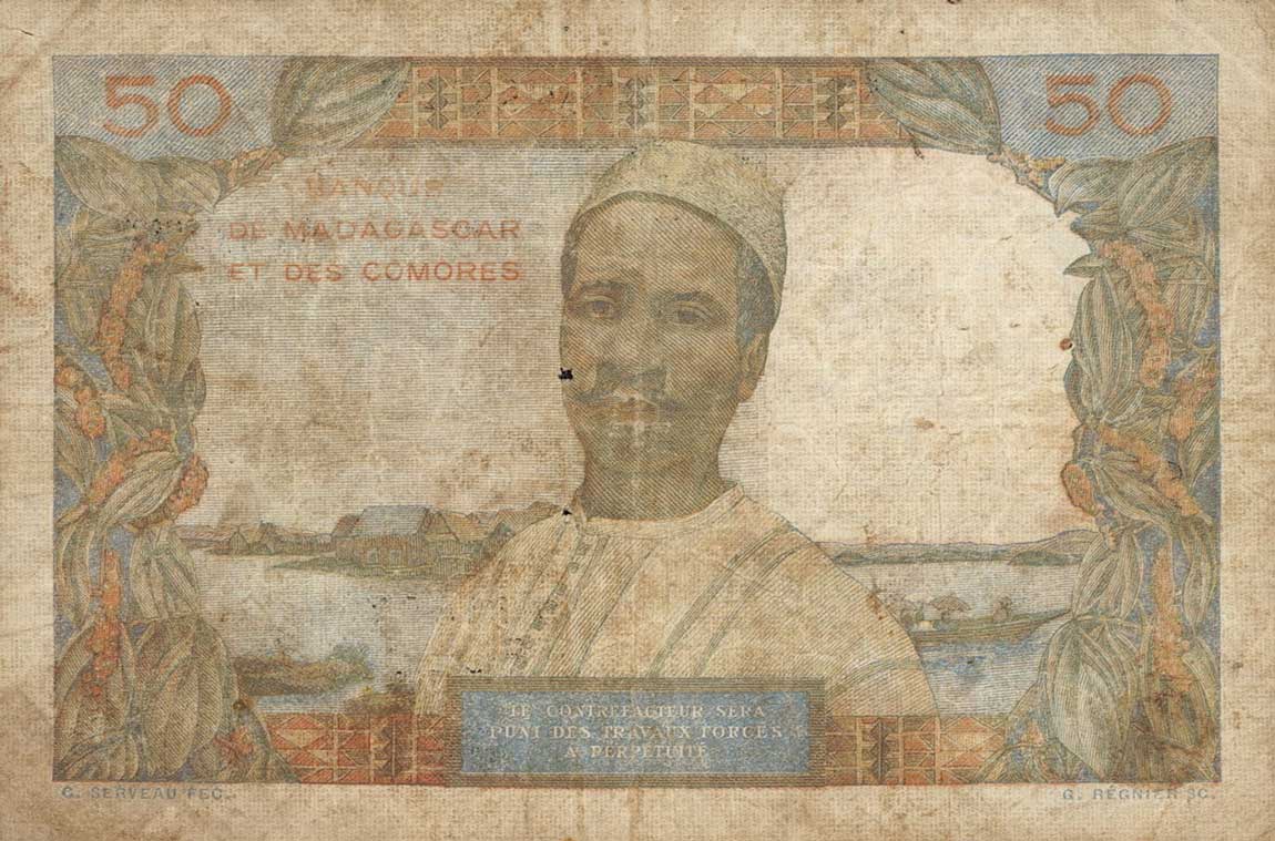 Back of Madagascar p51b: 50 Francs from 1961
