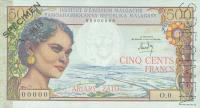 p58s from Madagascar: 500 Francs from 1966