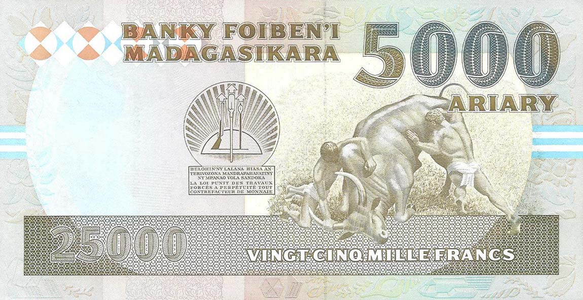 Back of Madagascar p74A: 25000 Francs from 1993