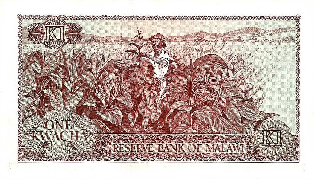 Back of Malawi p10a: 1 Kwacha from 1973