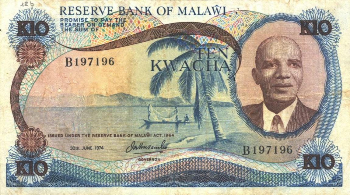Front of Malawi p12b: 10 Kwacha from 1974