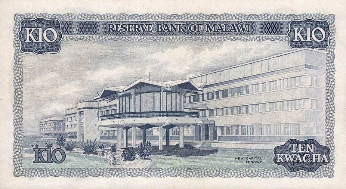 Back of Malawi p16g: 10 Kwacha from 1984