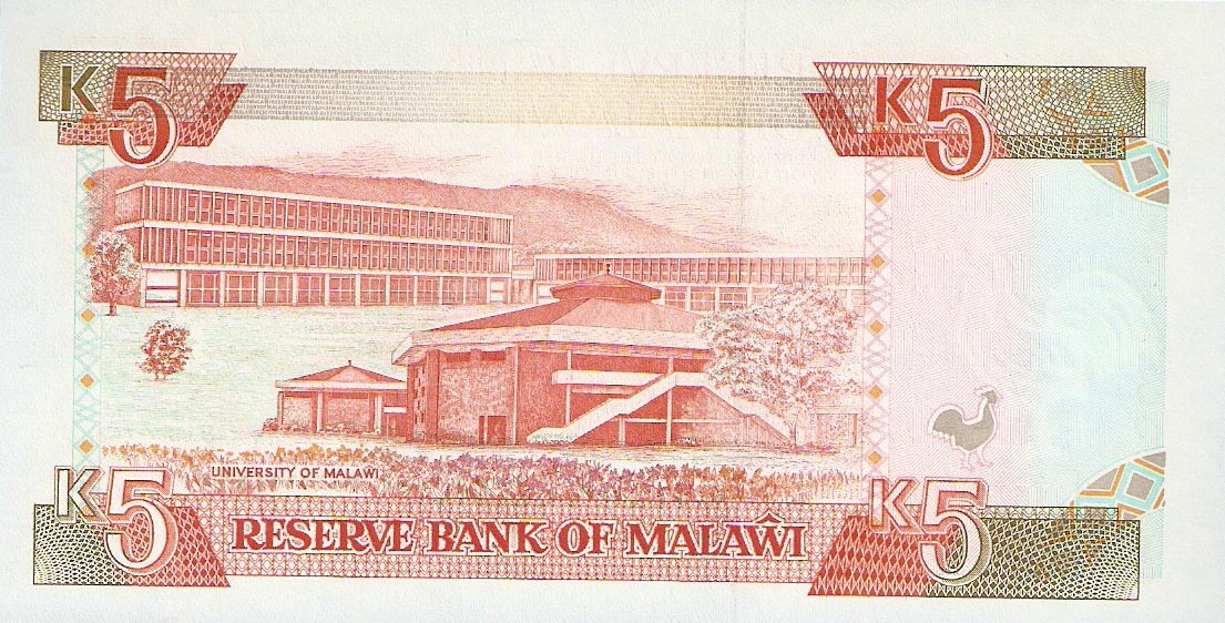 Back of Malawi p24b: 5 Kwacha from 1994