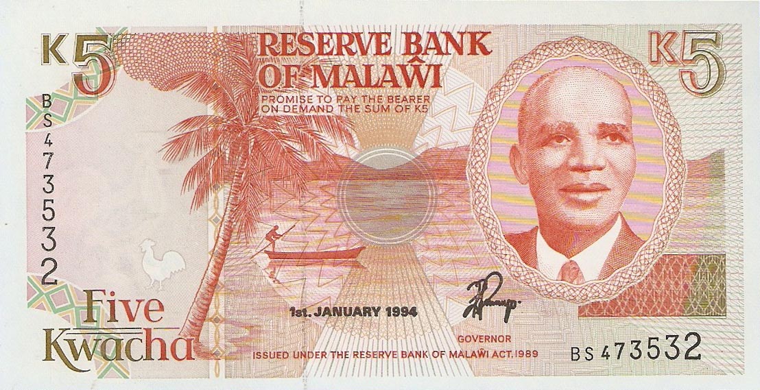 Front of Malawi p24b: 5 Kwacha from 1994