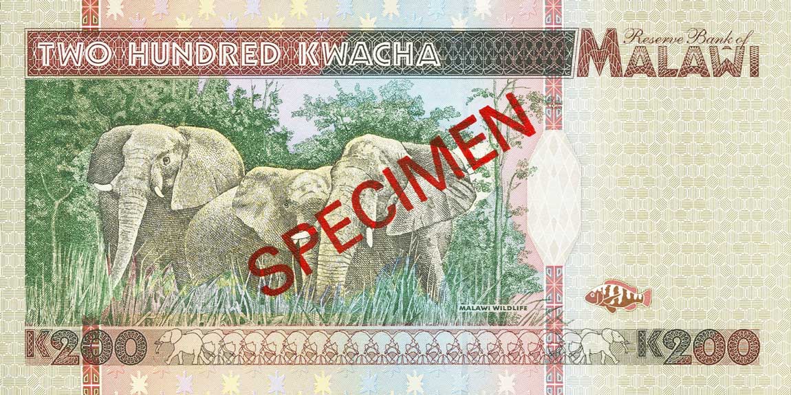 Back of Malawi p35s: 200 Kwacha from 1995