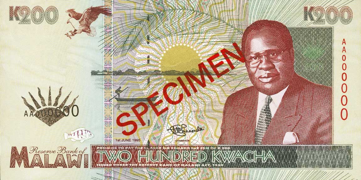 Front of Malawi p35s: 200 Kwacha from 1995