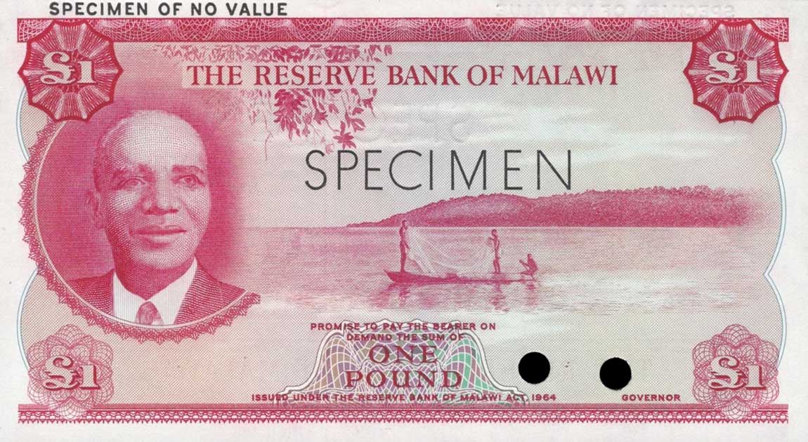 Front of Malawi p3Act: 1 Pound from 1964