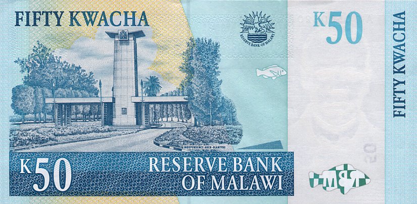 Back of Malawi p45a: 50 Kwacha from 2001