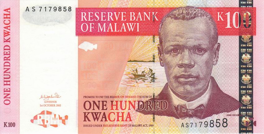 Front of Malawi p46b: 100 Kwacha from 2003