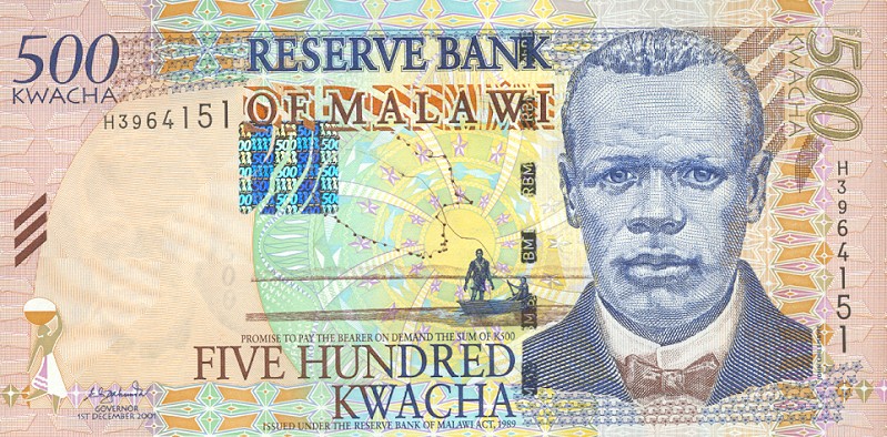 Front of Malawi p48a: 500 Kwacha from 2001