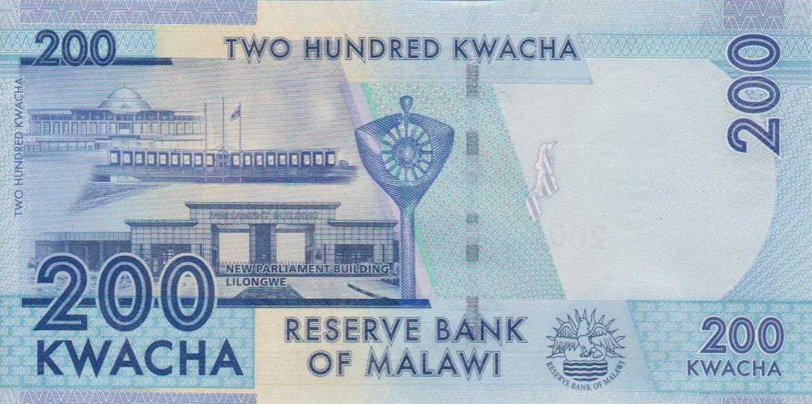 Back of Malawi p60a: 200 Kwacha from 2012