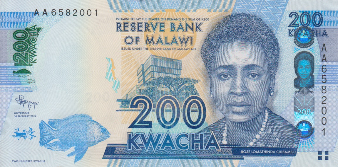 Front of Malawi p60a: 200 Kwacha from 2012