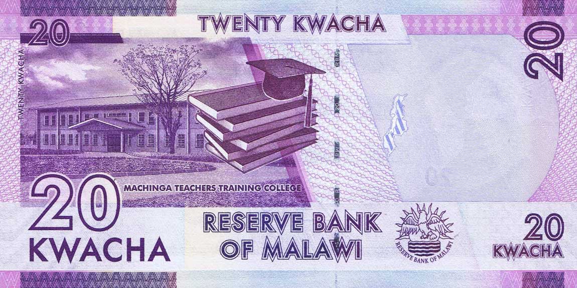 Back of Malawi p63d: 20 Kwacha from 2017
