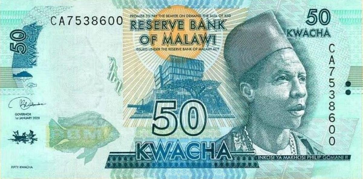 Front of Malawi p64g: 50 Kwacha from 2020