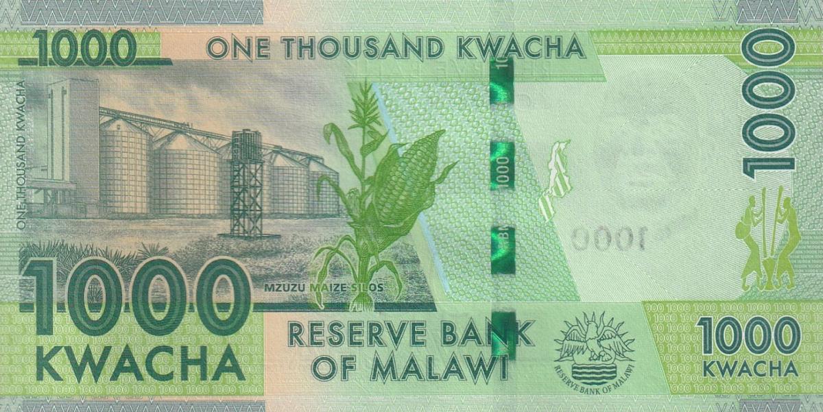 Back of Malawi p67d: 1000 Kwacha from 2020