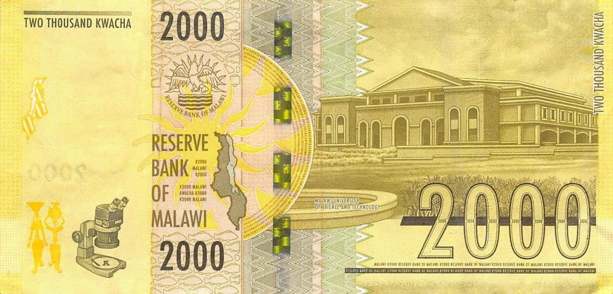 Back of Malawi p69c: 2000 Kwacha from 2018