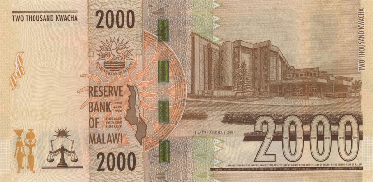 Back of Malawi p70a: 2000 Kwacha from 2021