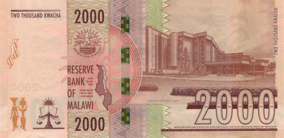 Back of Malawi p70b: 2000 Kwacha from 2022