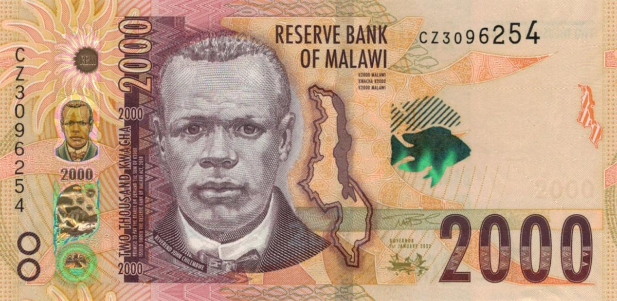 Front of Malawi p70b: 2000 Kwacha from 2022