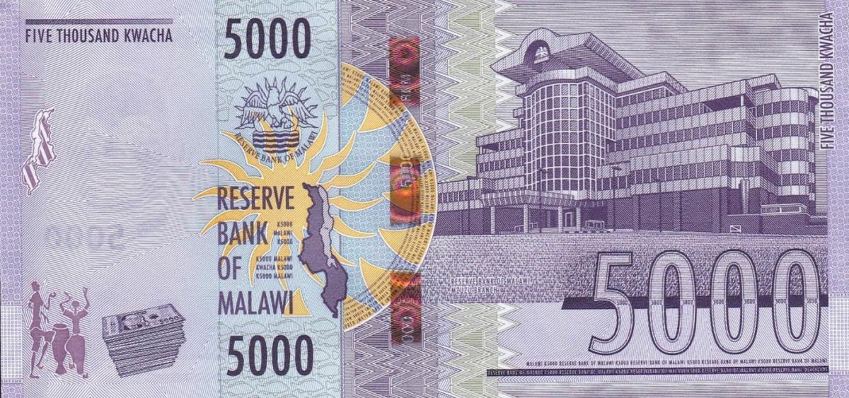 Back of Malawi p71a: 5000 Kwacha from 2021