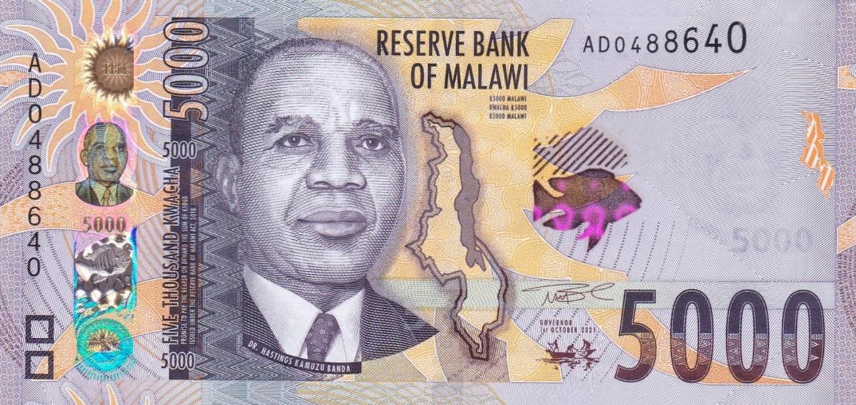 Front of Malawi p71a: 5000 Kwacha from 2021