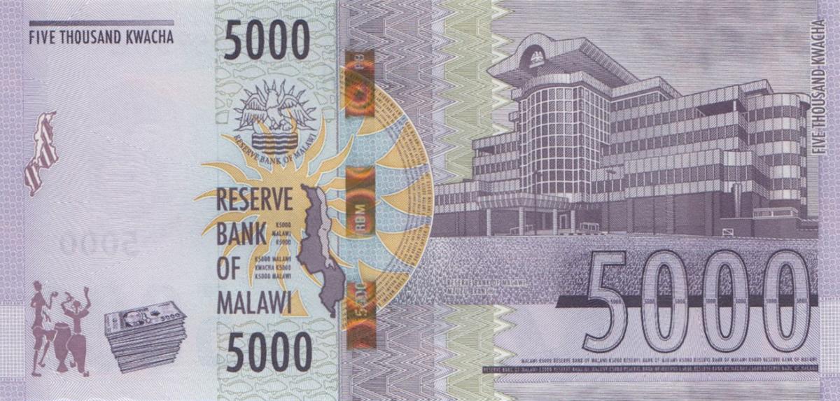 Back of Malawi p71d: 5000 Kwacha from 2024