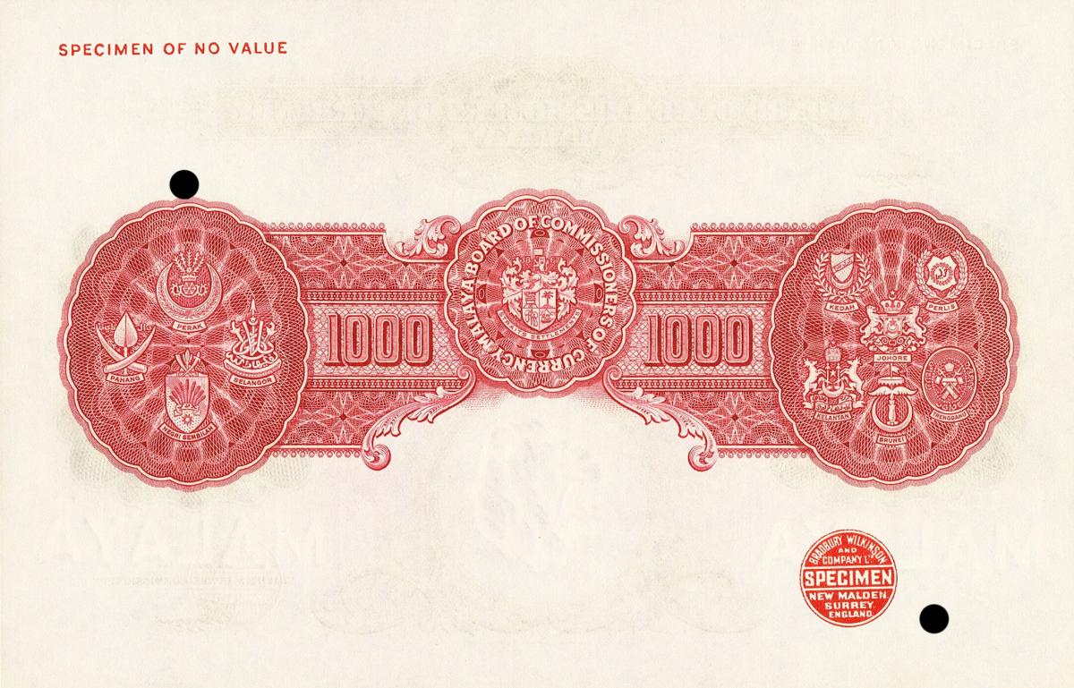Back of Malaya p16ct: 1000 Dollars from 1942