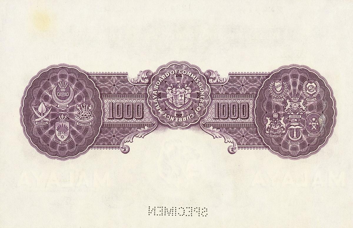 Back of Malaya p16s: 1000 Dollars from 1942