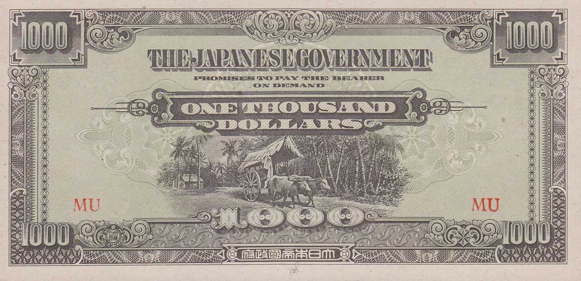 Front of Malaya pM10b: 1000 Dollars from 1945