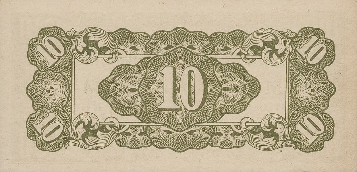 Back of Malaya pM3b: 10 Cents from 1942