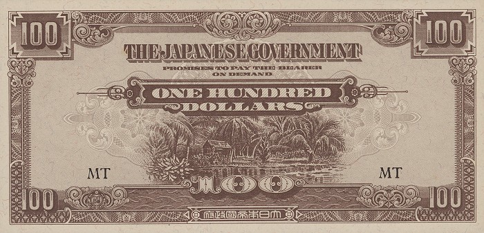 Front of Malaya pM8b: 100 Dollars from 1944