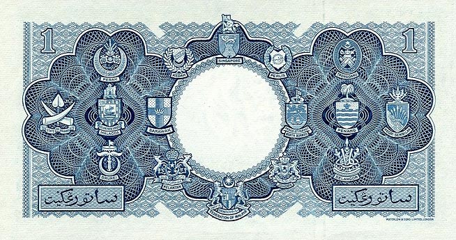 Back of Malaya and British Borneo p1a: 1 Dollar from 1953