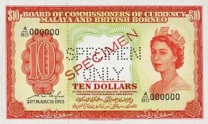 p3s from Malaya and British Borneo: 10 Dollars from 1953