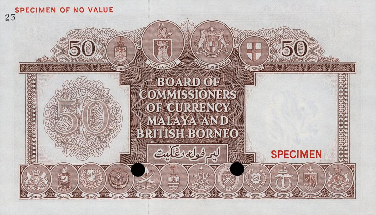 Back of Malaya and British Borneo p4ct: 50 Dollars from 1953