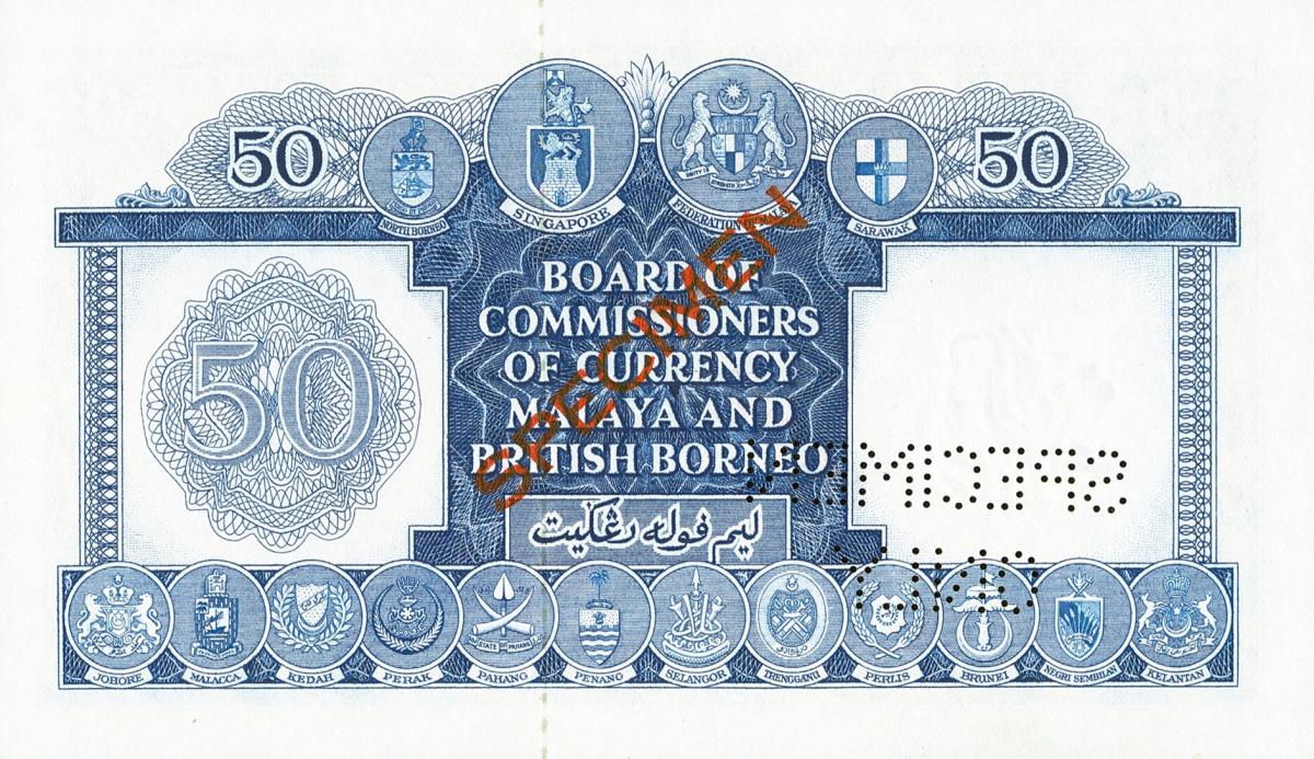 Back of Malaya and British Borneo p4s: 10 Dollars from 1953