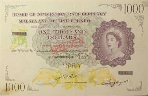 p6s from Malaya and British Borneo: 1000 Dollars from 1953