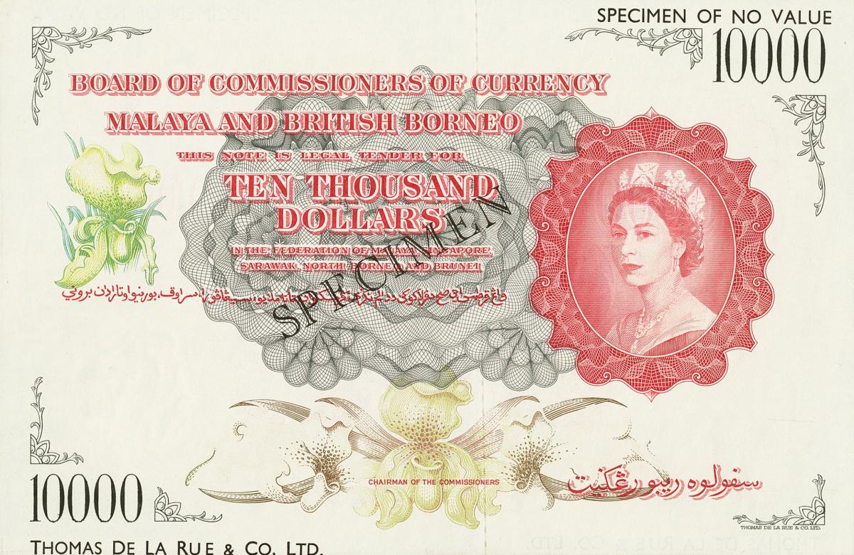 Front of Malaya and British Borneo p7ct: 10000 Dollars from 1953
