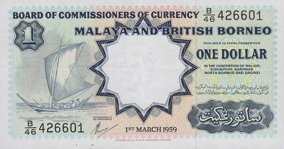 Front of Malaya and British Borneo p8A: 1 Dollar from 1959
