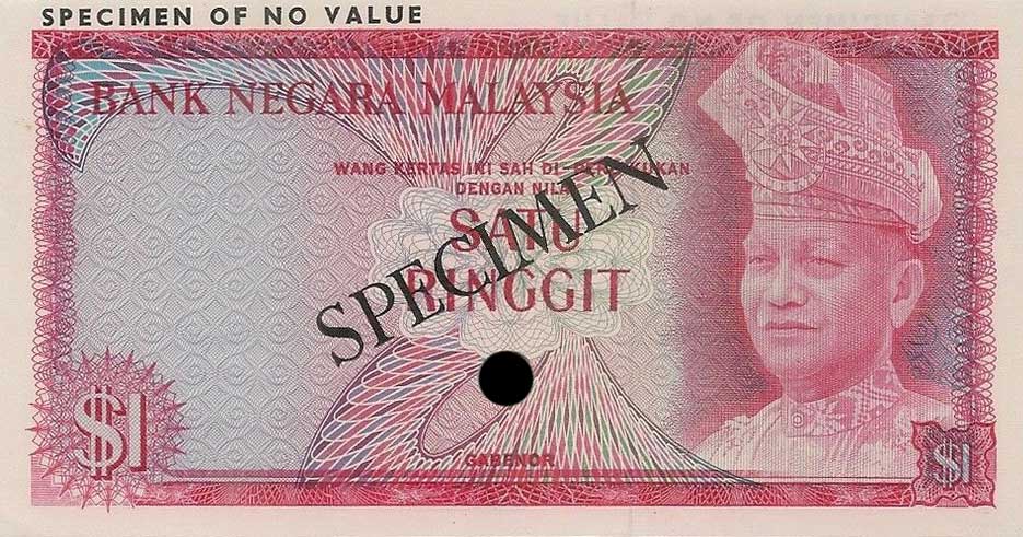 Front of Malaysia p1ct: 1 Ringgit from 1967
