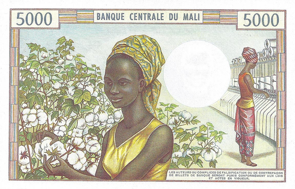 Back of Mali p14b: 5000 Francs from 1972