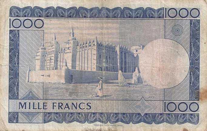 Back of Mali p9a: 1000 Francs from 1960