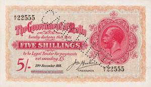 Gallery image for Malta p10s: 5 Shillings