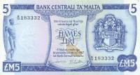 Gallery image for Malta p32b: 5 Lira