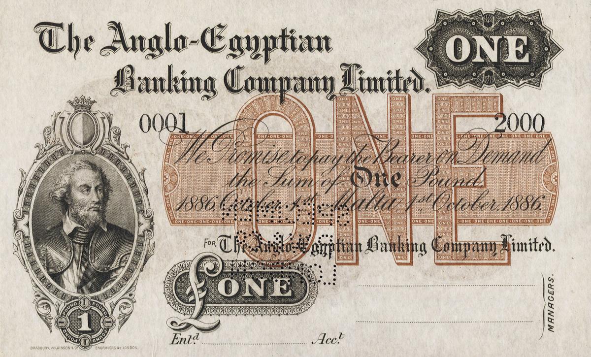 Front of Malta pS102s: 1 Pound from 1866